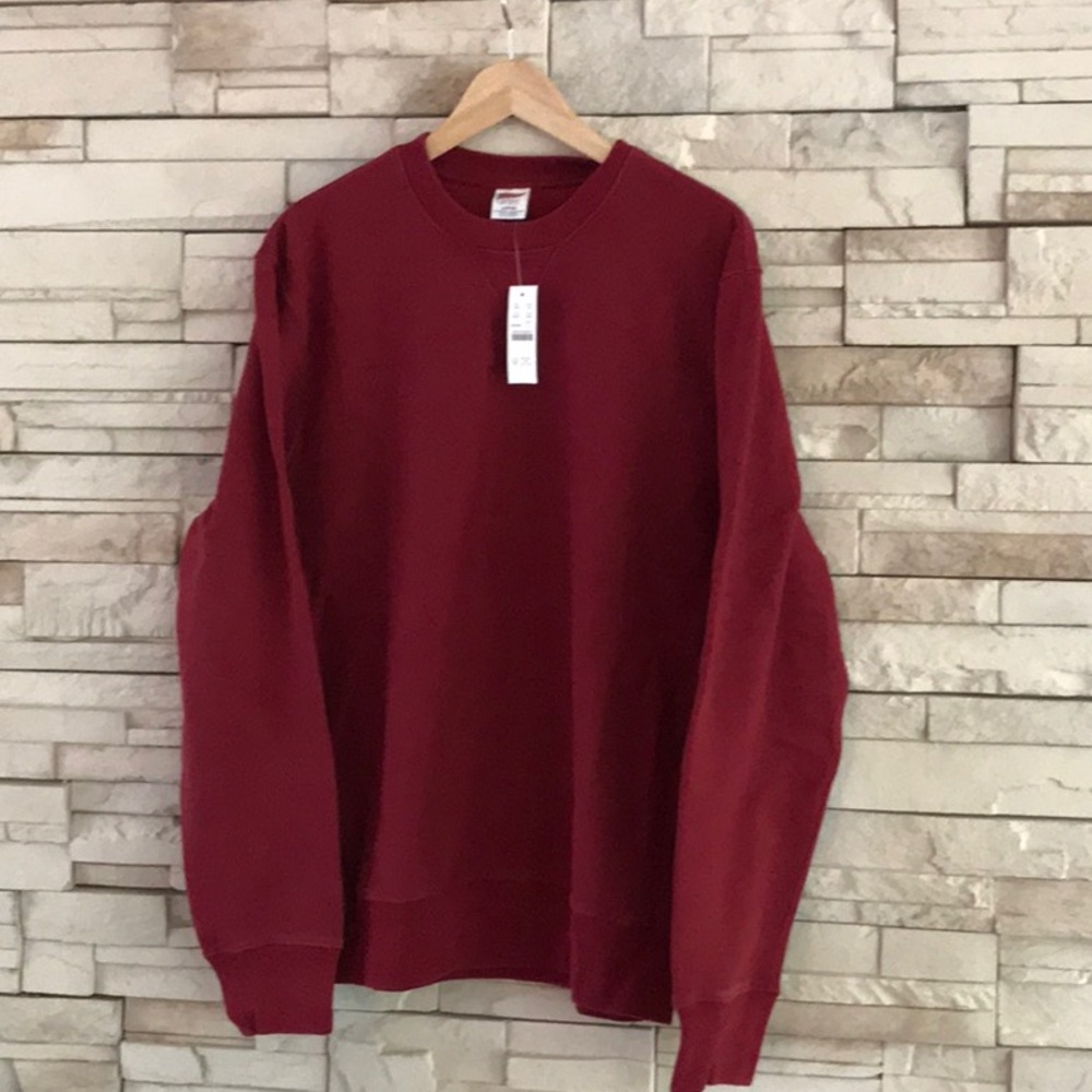 NWT J. CREW 14 OZ HERITAGE FLEECE SWEATSHIRT IN BURGANDY LARGE